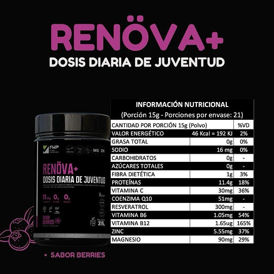 Renöva – Colágeno Hidrolizado 315g con Resveratrol y Q10 | Belleza y Articulaciones
