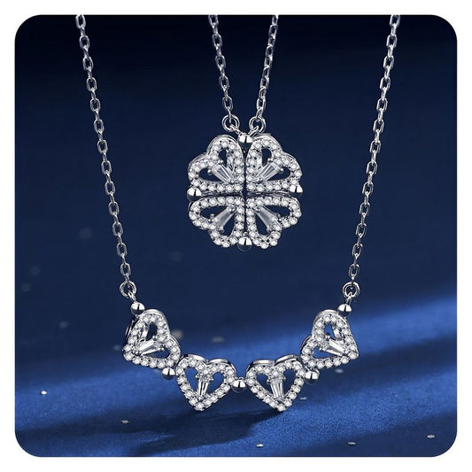 Collar Trébol Imantado – Elegancia y Suerte en Plata