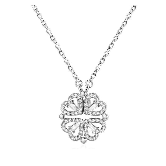Collar Trébol Imantado – Elegancia y Suerte en Plata